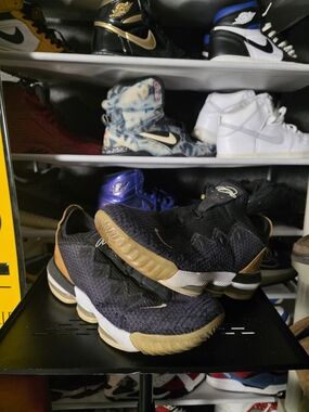 🔥 Nike Lebron 16 Soundtrack Men’s Black and Tan Basketball Trainers Size 13